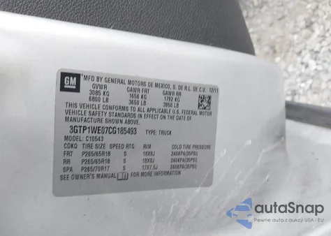 2012 GMC Sierra 1500 Slt from USA, damaged, VIN 3GTP1WE07CG185493